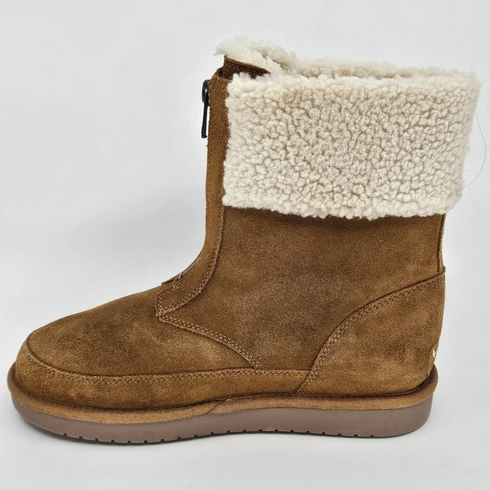 Koolaburra by UGG Victoria Short‎ Brown Suede Shearling Lined Zip Boots Size 4Y